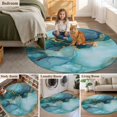 thumbnail image 6 of Marble Round Area Rugs 3 ft, Abstract Art Teal Green Gradient Cave Rock Golden Lines Washable Small Area Rug with Non-Slip Sturdy Edge Binding Round Front Door Mat Floor Carpet for Entryway, 6 of 9