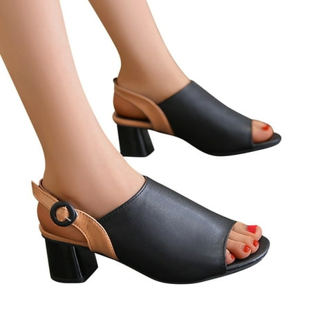 

Cathalem Yoga Sandals for Women with Toe Separators Sandals For Women Ladies Heel High Heel Fish Mouth Sandals Sandal Black 6.5