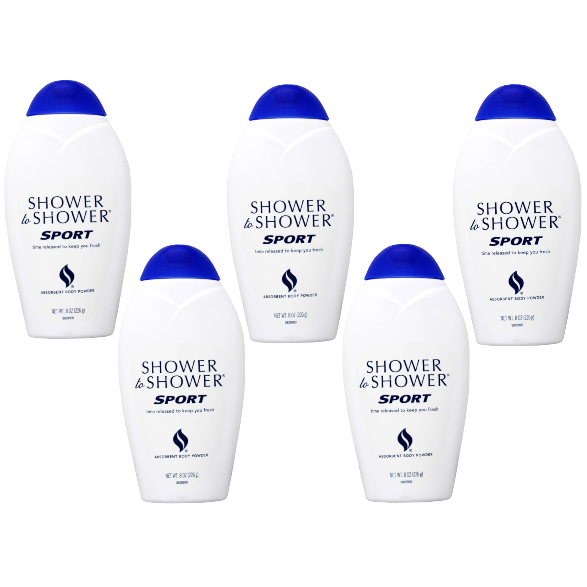 5 Pack - Shower To Shower Absorbent Body Powder Sport 8 Oz Each (Talc Free)