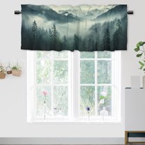 Foggy Forest Kitchen Window Curtain Valance Rustic Nature Misty Fog Woodland Window Valance for Bedroom Bathroom Living Room Dining Room Valances Set 54 by 18 in, 1 Panel