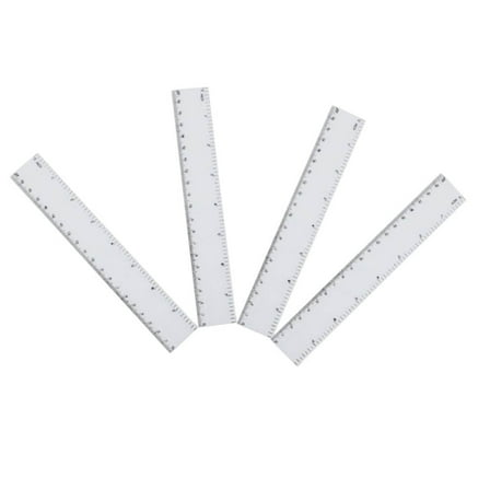 Toyvian Measuring Tools Dual Side Measuring Ruler Plastic 4Pcs White