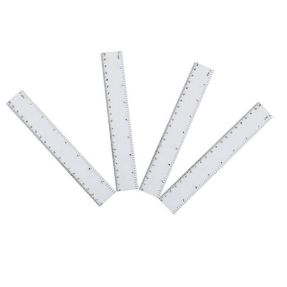 Toyvian Measuring Tools Dual Side Measuring Ruler Plastic 4Pcs White