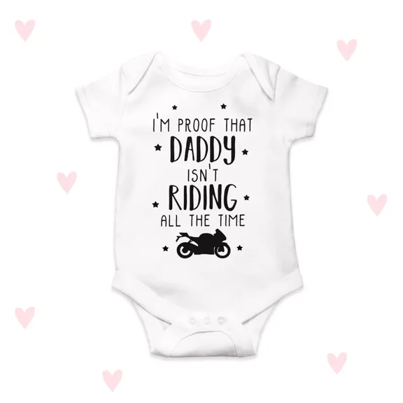 Biker Daddy Baby Grow Motorbike Theme Gifts Announcement Funny Boys Girls Cute Baby Onesie, BABY BODYSUIT LAT 4424