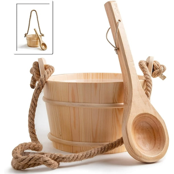 KESI Sauna Bucket and Ladle Cedar Sauna Bucket, Sauna Accessories