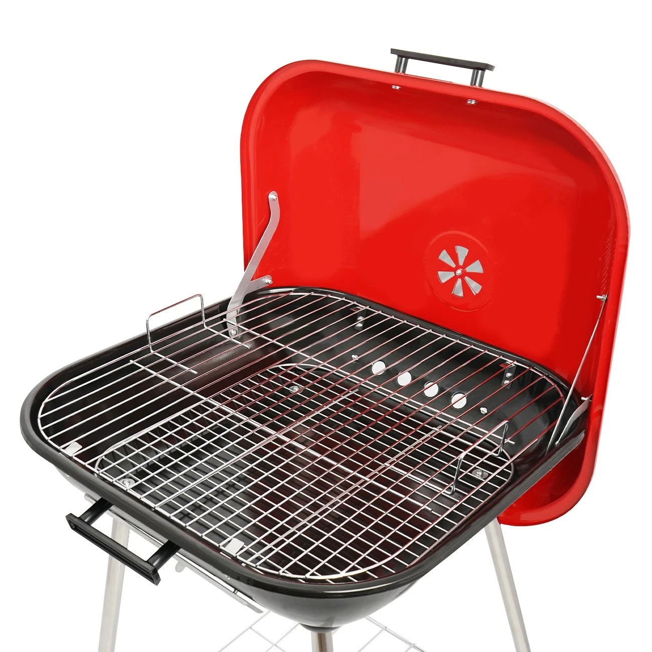 Linsen-outdoors BBQ Grill Charcoal Barbecue Grill Stainless Steel Outdoor Party Camping Picnic (Red)