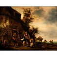 thumbnail image 2 of Gert van Hens 18x15 Black Ornate Wood Framed Double Matted Museum Art Print Titled - Scene with a Hurdy-Gurdy Player and a Boy Violinist Outside a Tavern (1650-1700), 2 of 5
