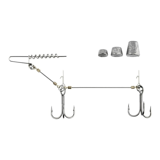 DYNWAVECA Fishing Treble Hooks Rigs Swimbait Hooks Weighted Fishing Hooks Baits Hook with Screw Pin Rig Lure Hook for Bass Perch Trout L