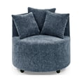 thumbnail image 3 of ARCTICSCORPION Chenille Upholstered Swivel Chair, Modern Accent Chair Arm Chair with 4 Movable Wheels, 3 Pillows, Button Tufted for Living Room Office, Navy, 3 of 9