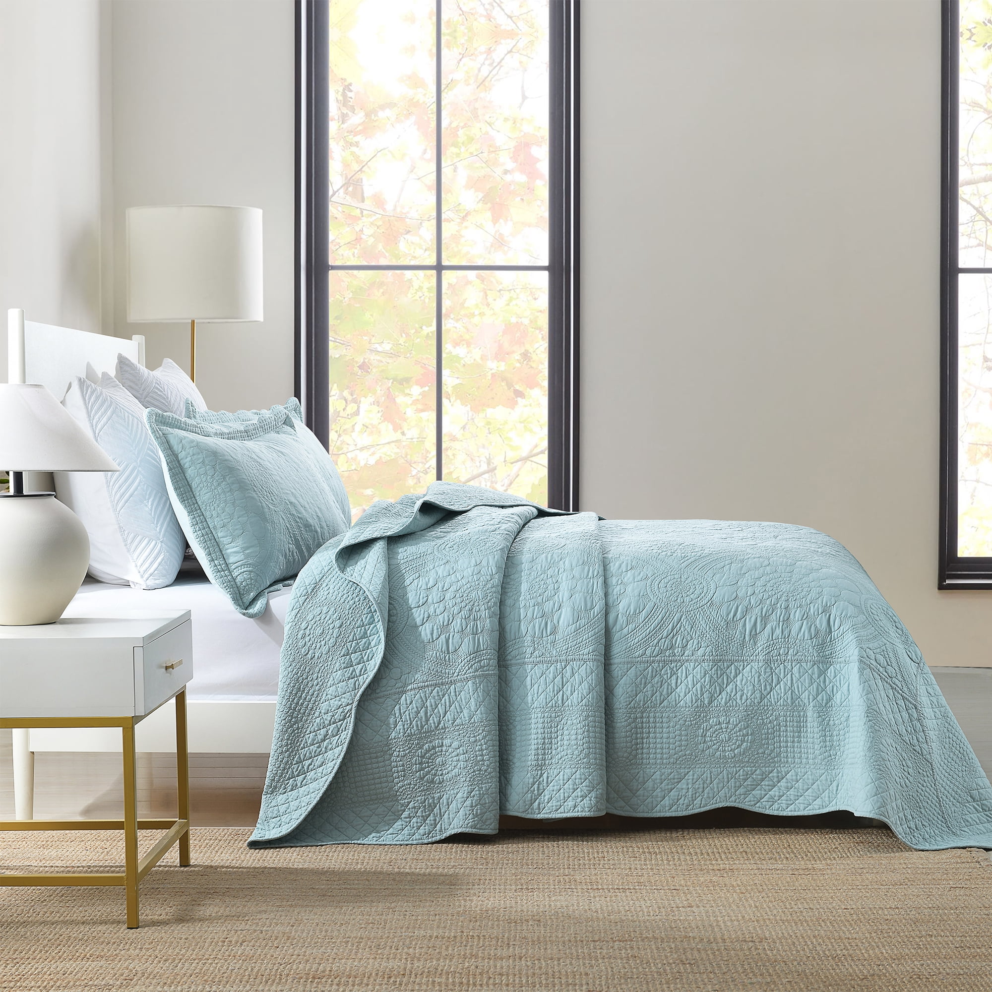 MarCielo 3-Pieces Angel Blue Quilt Coverlet Bedding Sets, King