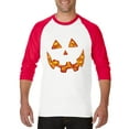 thumbnail image 1 of Artix - Mens Raglan Sleeve Baseball T-Shirts, up to Size 3XL - Halloween Costume Pumpkin Face, 1 of 4