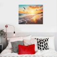 thumbnail image 4 of JEUXUS Beach Wall Art Decor for Living Room Ocean Canvas Picture for Wall Gold Sunset Painting for Bedroom Blue Seascape Theme Art Print for Bathroom Home Office Decoration Ready to Hang 20x16in, 4 of 4