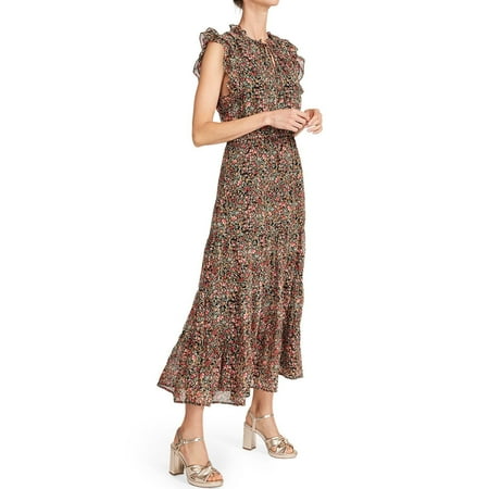 UPC: 0192115889714 | BB Dakota By Steve Madden Women s Sleeveless Printed Chiffon Midi Dress (Black Ditsy Floral XXL)