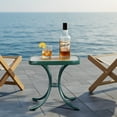 thumbnail image 4 of Ktaxon 18" Square Outdoor Side Table with Tempered Glass Top, Ripple-patterned Courtyard Glass Table, Black, 4 of 9