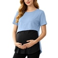 thumbnail image 2 of Gytharion Breastfeeding Pregnancy T-shirts for Women Crewneck Short Sleeve Maternity Blouse Color-bloking Comfortable Nursing Tops, 2 of 6