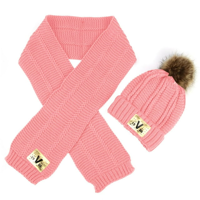 Jackets for Girls Long Plaid Jacket Winter Warm Hat Scarf Two-Piece Set