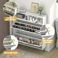 thumbnail image 5 of JOZZBY Large Shoe Cabinet for Entryway, 46'' White Narrow Shoe Storage Cabinet with 2 Flip Drawers and Open Shelves, Hidden Wide Freestanding Shoe Rack Organizer for Hallway, Living Room, 5 of 8