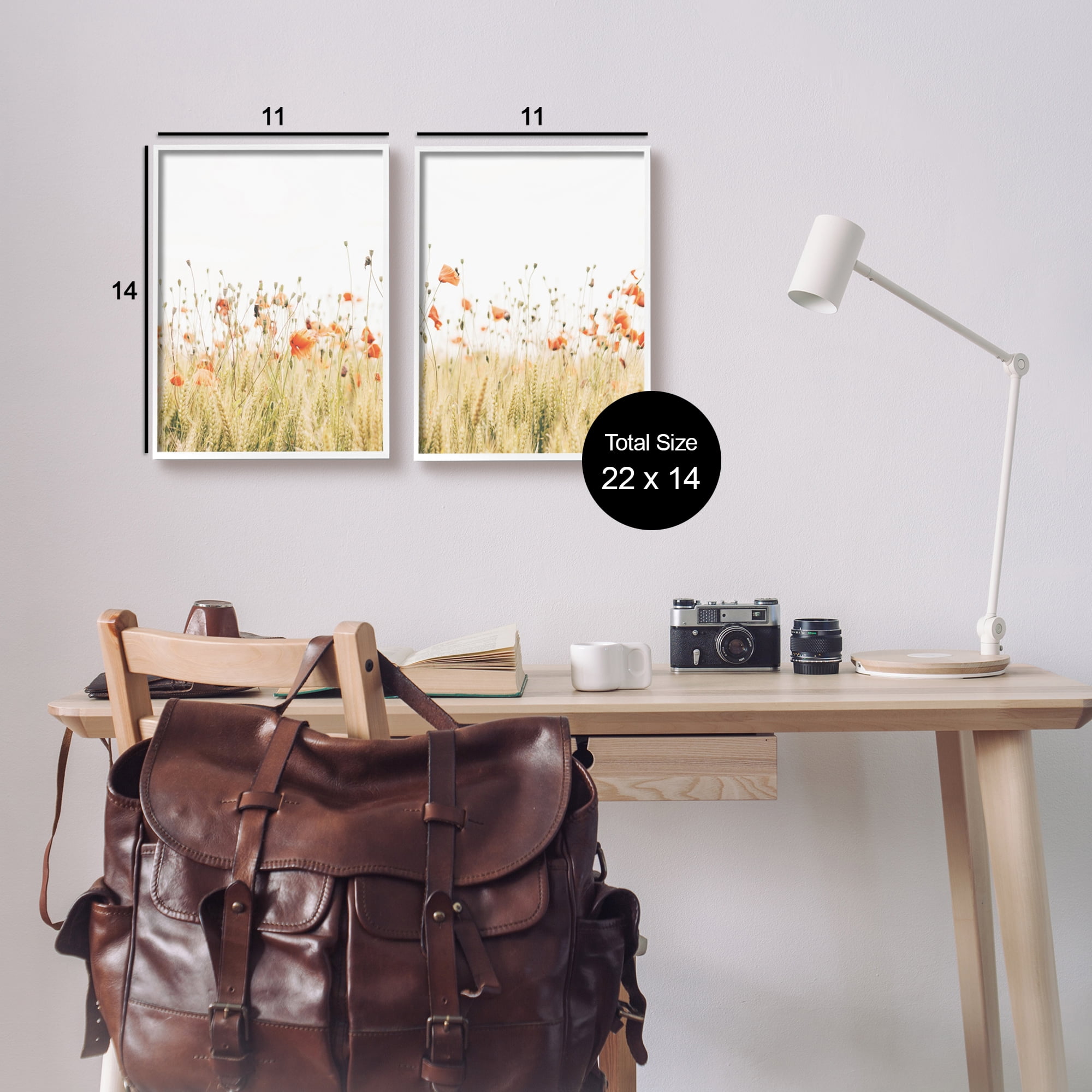 Stupell Industries Rural Poppy Field Landscape Photography White Framed Art Print Wall Art, 11 x 14