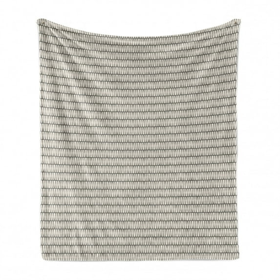 Abstract Soft Flannel Fleece Throw Blanket, Vertical and Horizontal Stripes Composed of Polka Dots or Spots, Cozy Plush for Indoor and Outdoor Use, 50" x 70", Eggshell Charcoal Grey, by Ambesonne