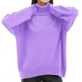 thumbnail image 2 of Women'S Loose Long-Sleeved Solid Color Sweater Classic Autumn and Winter Sweater Purple M, 2 of 7
