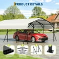 thumbnail image 4 of Pinypikaka 13 x 20 FT Metal Carport, Heavy Duty Carports with Reinforced Frame and Base for All Weather, Oversized Metal Garage for Rucks, Boats, Tractors or Party, 4 of 8