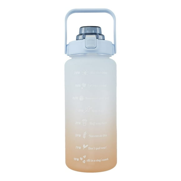 AMERTEER Drinking Bottle with Time Markings Reusable Leakage Proof Water Bottle with Straw for Indoors Yoga Gym Hiking and Cycling