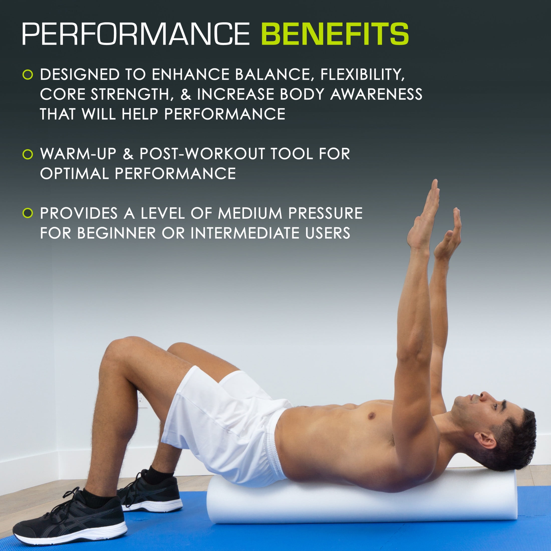 ProsourceFit Flex Foam Rollers, Full and Half, 36"L or 12"L for Muscle Therapy (MFR), Core Stabilization and Balance Exercises