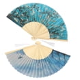 thumbnail image 3 of uds ventilador plegable Manual de bambú mano albaricoque flor lavado pintura clima decoración artesanal, 3 of 5