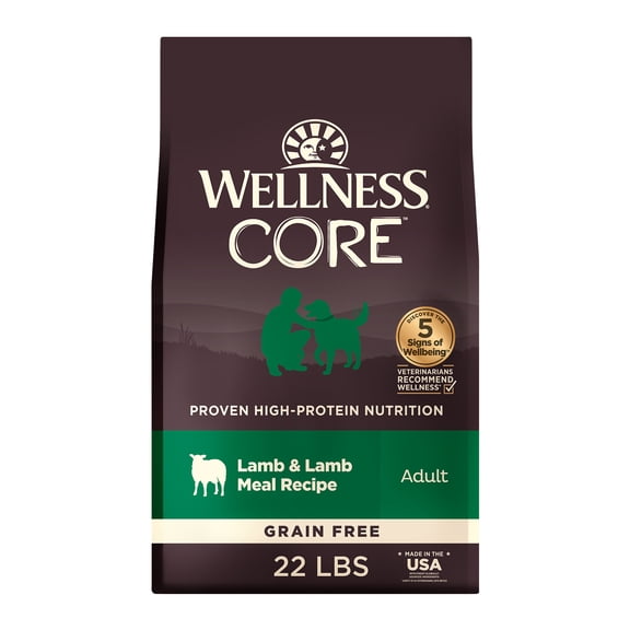Wellness CORE Dry Dog Food, Grain Free, High Protein, Natural, Lamb Recipe, (22-Pound Bag)