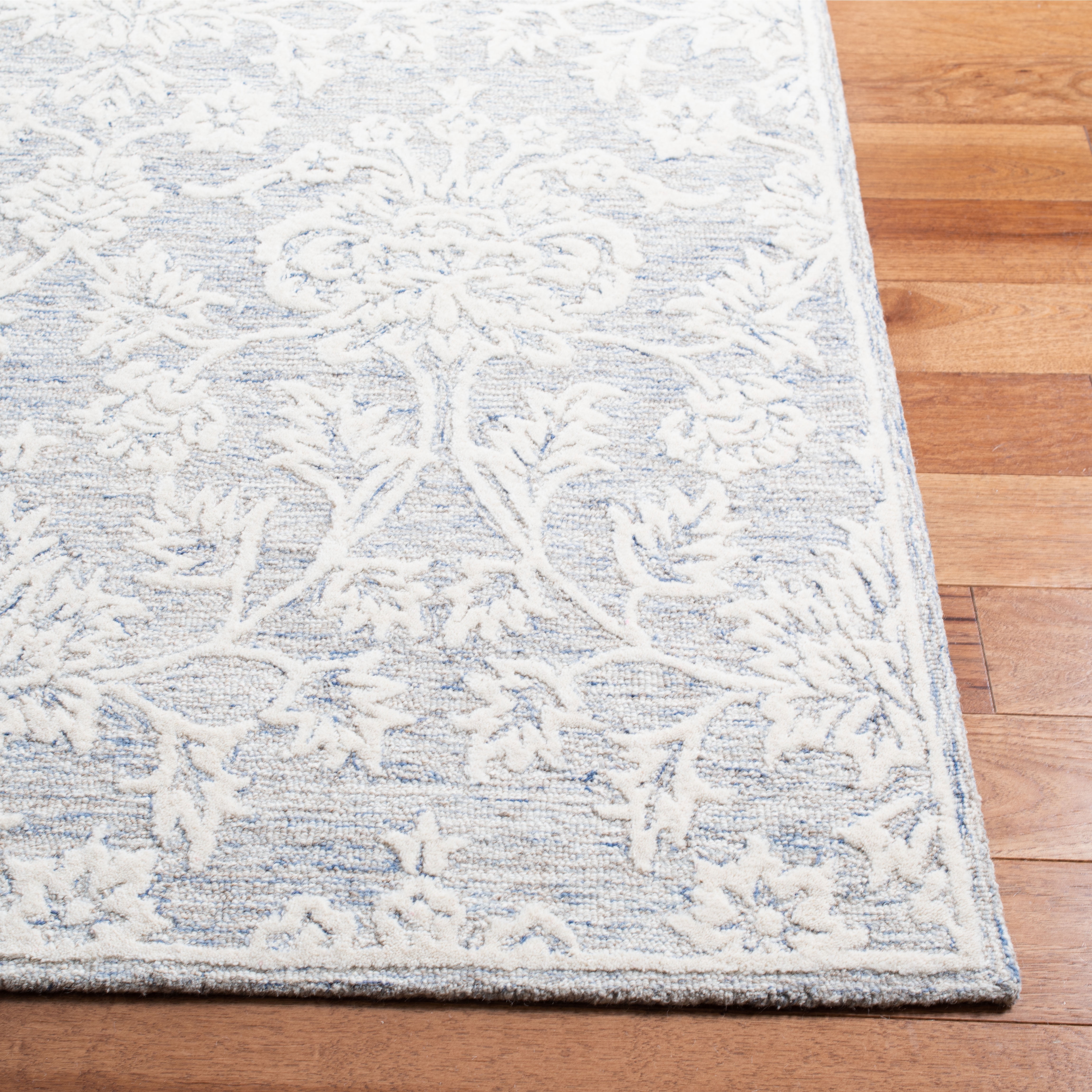 SAFAVIEH Glamour Cionadogh Floral Wool Area Rug, Blue/Ivory, 9' x 12'