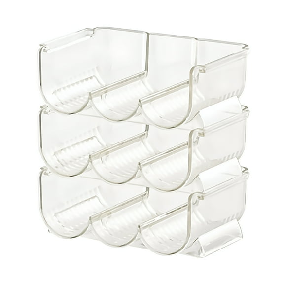 ACDANC Wine and Water Bottle Organizer,Stainless Steel Water Bottles,Stackable Water Bottle Holders for Kitchen Pantry Refrigerator Storage,3PCS Transparent