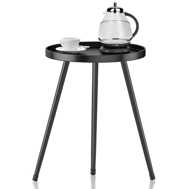 Mesa auxiliar SYQ elegante redonda de metal negro para sala de estar