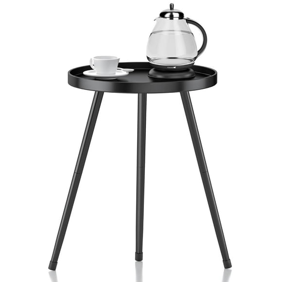 Mesa auxiliar SYQ elegante redonda de metal negro para sala de estar