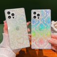 thumbnail image 3 of HAHDAXIA Luxury Square Edge Glitter Compatible with iPhone 12 Pro Max Case, Slim Stylish Bling Retro Flower Soft TPU Silicone Gel Shockproof Protective Durable Cases Cover(Silver), 3 of 7