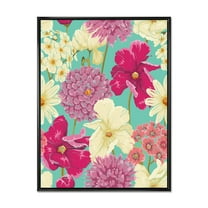 Designart 'Vintage Yellow and Pink Flowers' Traditional Framed Canvas Wall Art Print