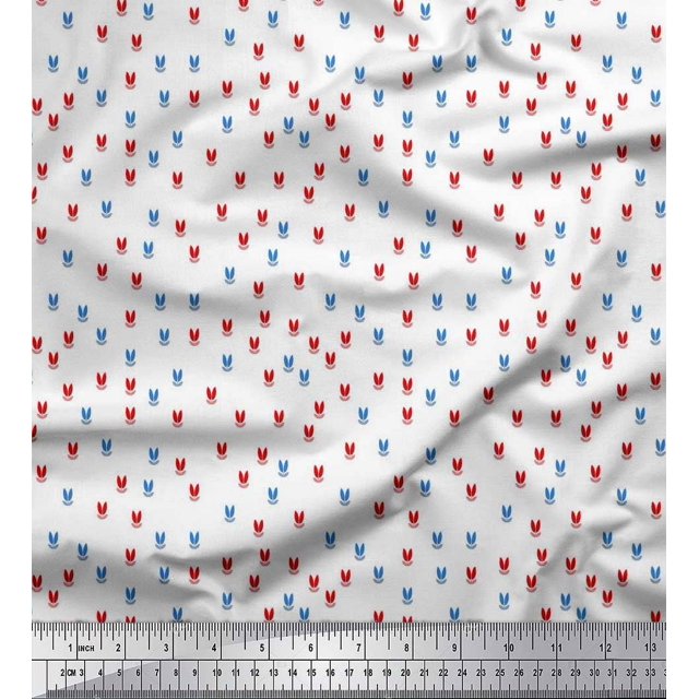 Soimoi Poly Georgette Fabric Artistic Leaves Print Fabric by Yard 42 Inch Wide