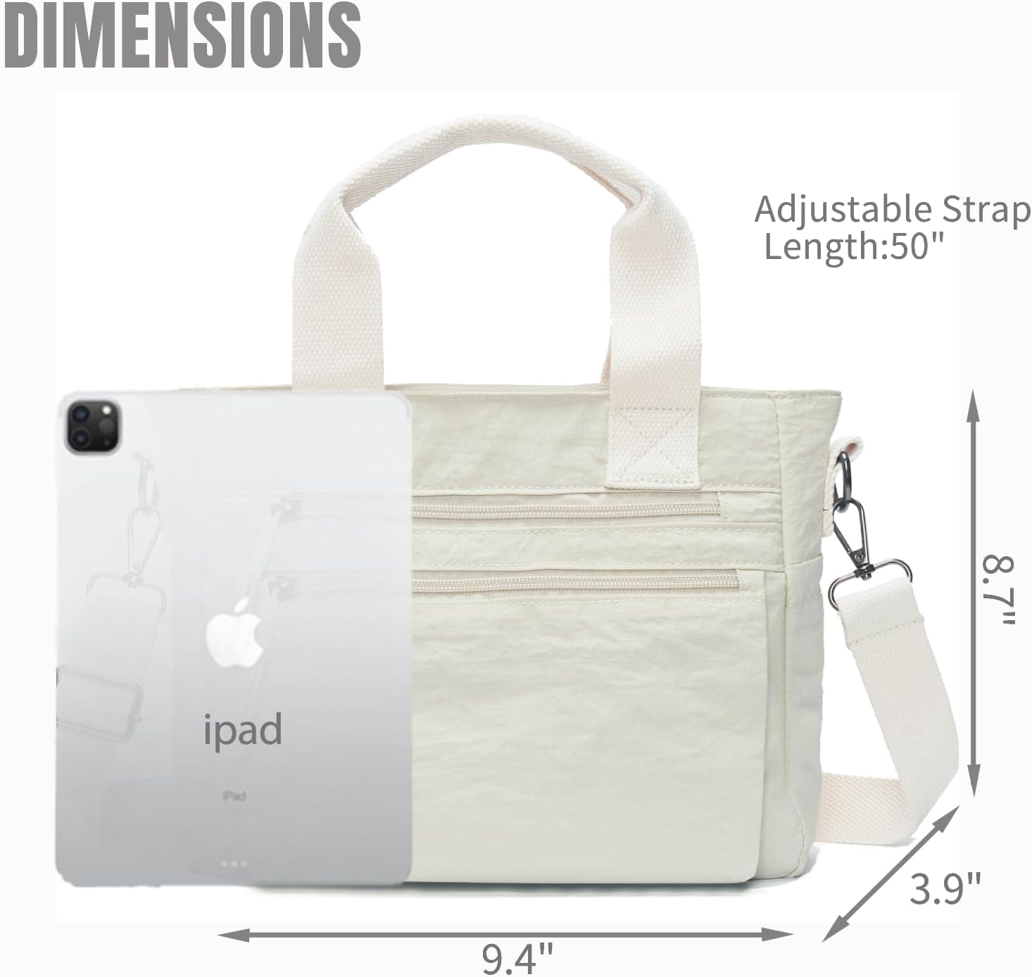 Small Nylon Tote Bag for Women Lightweight Crossbody Tote Handbag with Long Strap for Daily, Work, College & Travel