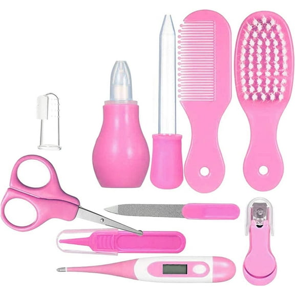 Happon 10 Pcs/Set Baby Care Products Portable Infant Health Kit for Baby Care Keep Healthy and Clean Baby Supplies Pink