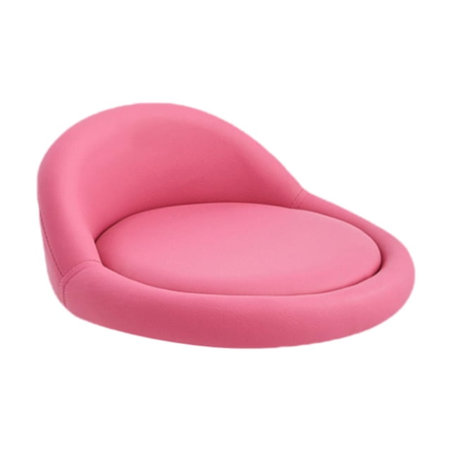 Taburete redondo Perfecl de cuero PU Rosa con respaldo bajo