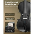 thumbnail image 2 of VEVOR Violin 4/4 Full Size for Adults, Violin Fiddle Set for Beginners Student with Hard Case, Rosin, Bow, Shoulder Rest, Bridge, Tuner and Extra Strings, Professional Solidwood Instruments (Black), 2 of 9