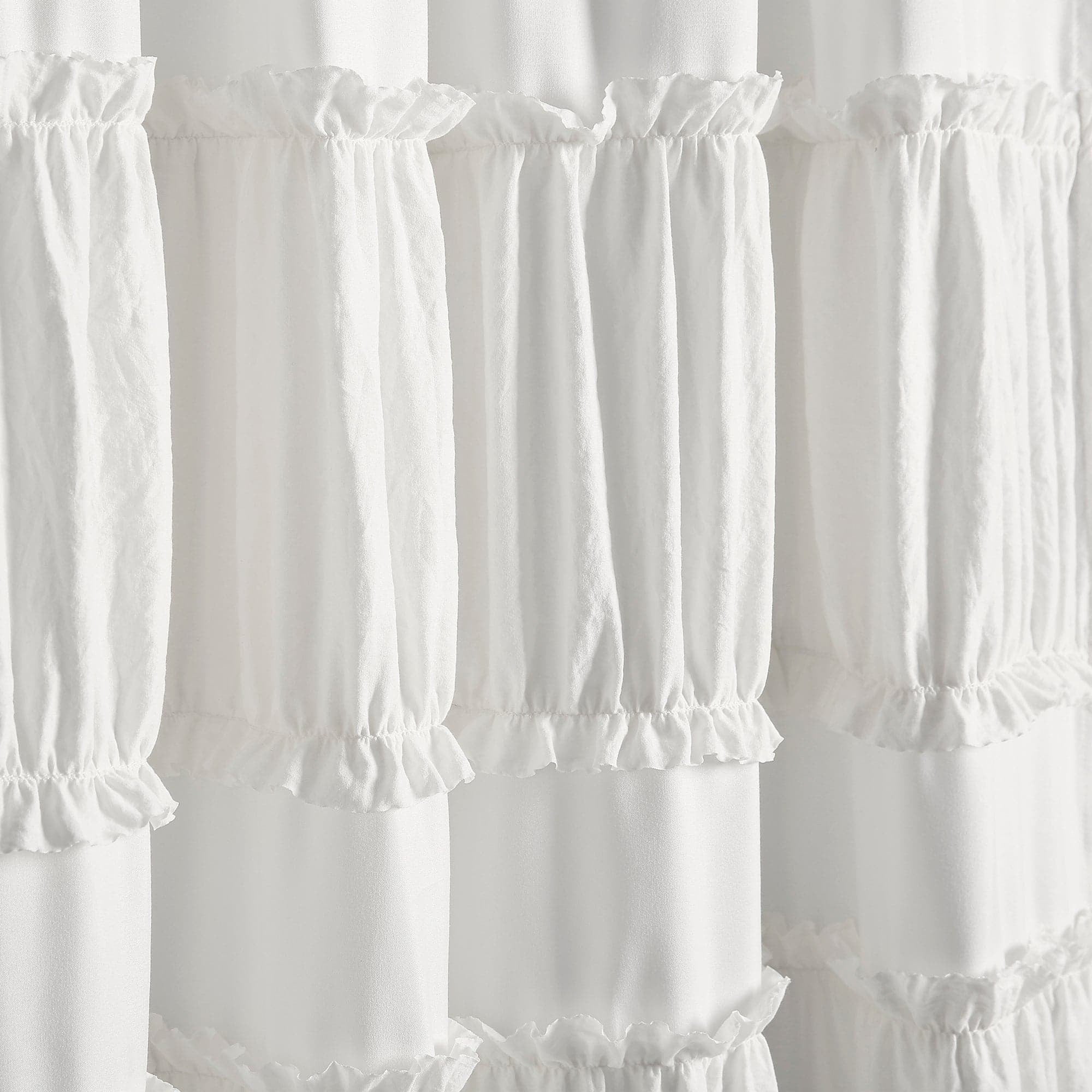 Lush Decor Nova Ruffle Ruffle 84" x 42" Textured White 3" Rod Pocket 2-Pc Set Window Panel