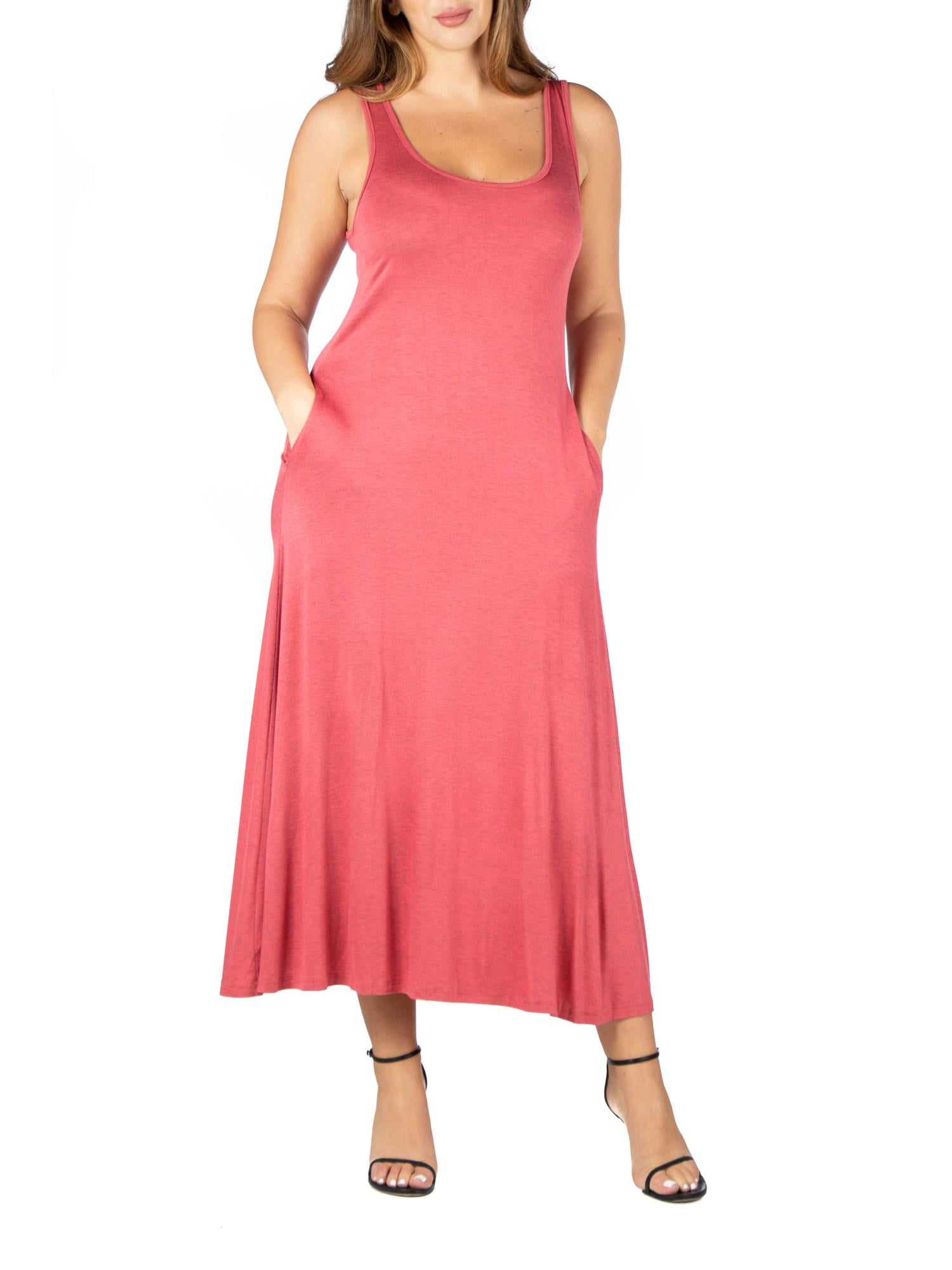 24seven Comfort Apparel Plus Size Sleeveless Tank Maxi Dress with