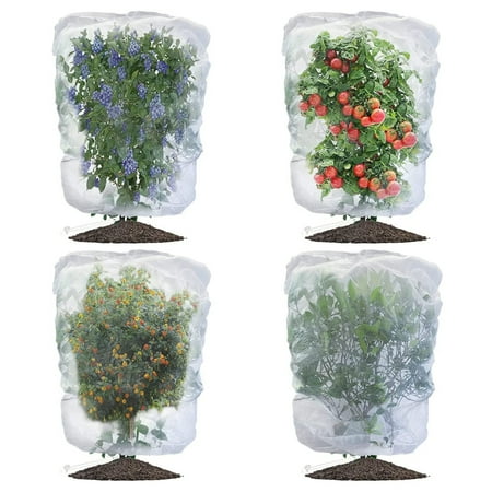 

4 Pack Garden Plant Netting Covers Bags with Drawstring 2.2 Ft x 3.3 Ft Bug Netting Plant Protection Covers Bugs for Blueberry Tomato Vegetable Form Bird Squirrels Eating