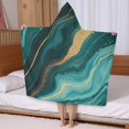 thumbnail image 5 of Teal Gold Marble Pattern Hooded Bath Towel，50"x30" for Ages 3 To 12 Kids, Quick Dry Lightweight Soft Microfiber Hood Beach Towel Cover Up for Kids, 5 of 7