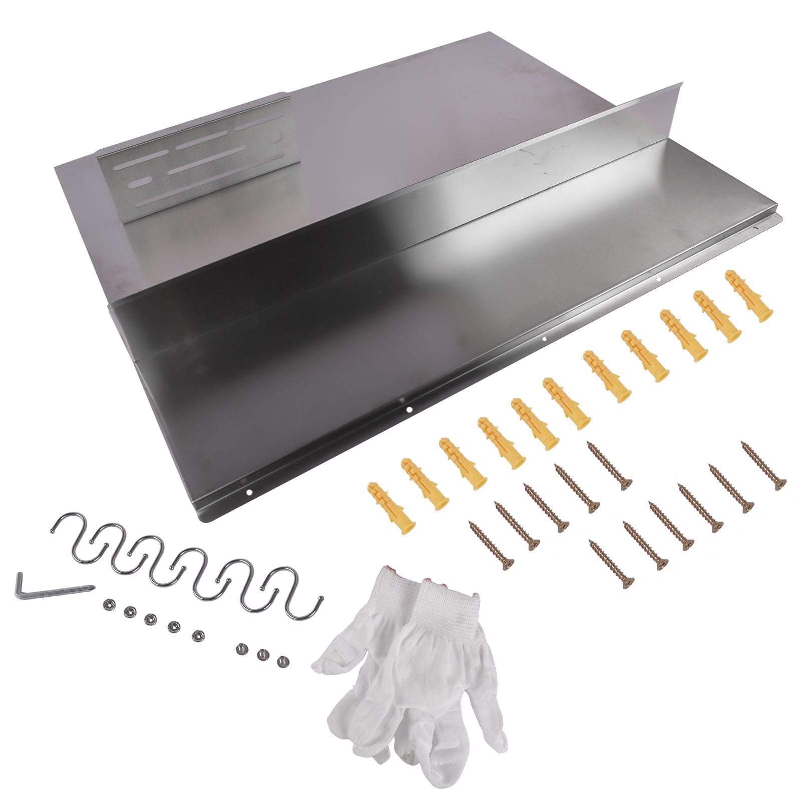 36 x 30.7 Inch Stainless Steel Range Backsplash with Shelf Hanging Rack Wall Shield with Knife Holder 6 Hooks for Kitchen