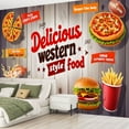 thumbnail image 2 of Peel and Stick Wallpaper 3D Mural Hand Painted Fried Chicken Western Restaurant Pizza Burgers Modern Art Wall Mural Decor Self Adhesive and Removable 69in x 98in, 2 of 8
