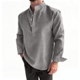 thumbnail image 2 of Men's Striped Stand Collar Shirt Long Sleeve Button Henley Top Casual Pullover Knit Shirts Fashion Tops 4 Button Closure Polyester Blend Breathable Soft Stretch Everyday | JASKFLY,Black L, 2 of 6