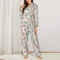 thumbnail image 2 of KLL Cute Tennis Racket Print Women's Long Sleeve Pajamas with Pants Sleepwear Loungewear 2 Set-Large, 2 of 7