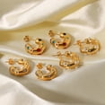 thumbnail image 4 of Special-Shaped Hammered Zircon Pearl C-Hoop Earrings for Women Stainless Steel Geometric Dangle Earrings Baby Breath Design Gold, 4 of 4