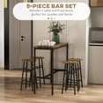 thumbnail image 5 of 5-Piece Bar Table and Chairs Set with Metal Frame for Dining Room, Rustic Brown, 5 of 11