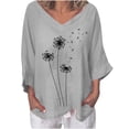 thumbnail image 2 of Hauts Mignons Mode T-shirt Décontracté à Manches Courtes Col en V pour Femmes Été en Liquidation, 2 of 4